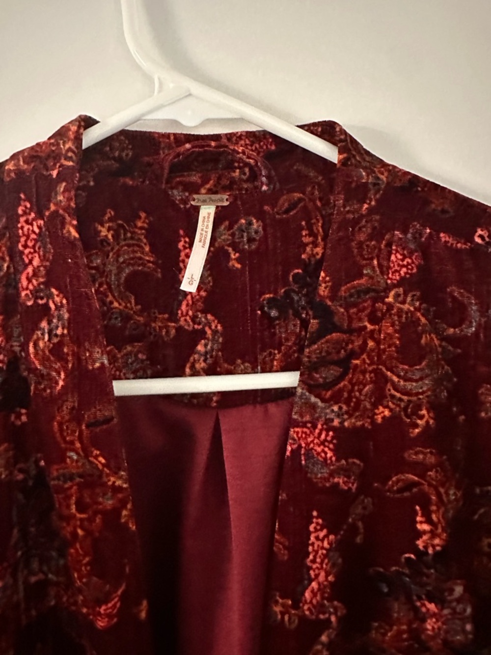 Free People Burgundy Red Floral Velvet Blazer - Picture 2 of 2